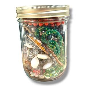 Beaded Jewelry Mixed Lot Colorful Wearable Good Condition Jewelry Jar